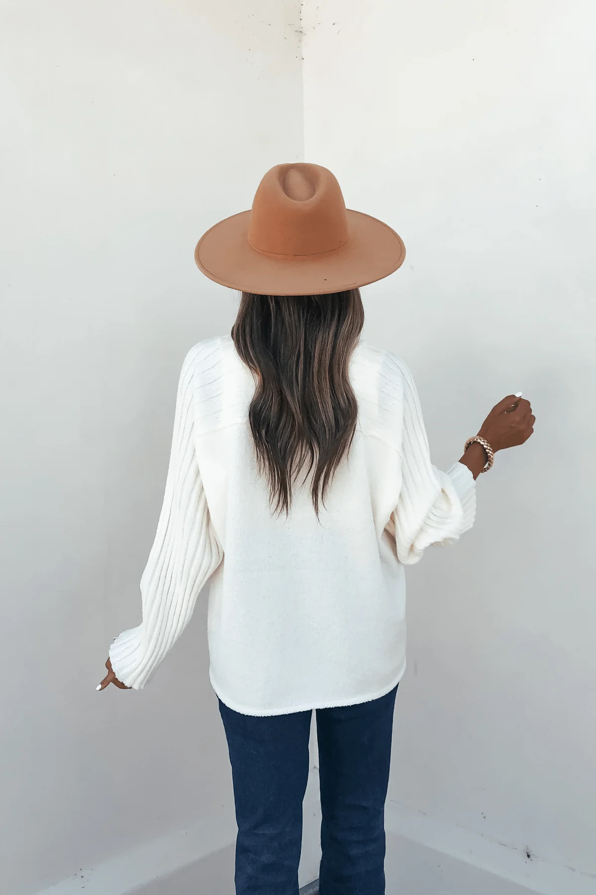 Cream Raglan Sleeve Textured Sweater - FINAL SALE - Image 3